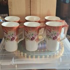 Vintage Dresden China Lemonade Mugs With Flower Detailing Set Of 6 — photo 2
