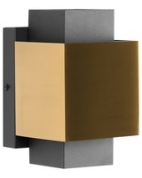 LED AußEnwandleuchte Metall Schwarz / Messing Rechteckig 20 Cm Hoch Modern Timok