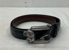 Vintage Barry Kieselstein Cord Sterling Silver Labrador Dog Buckle w/ Black Belt