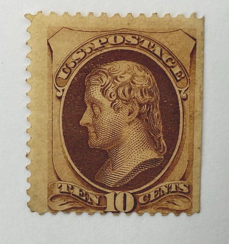 US STAMP Sc #161 MINT? NG LH* 10c BROWN JEFFERSON BANKNOTE OF 1873 CV £1100 - Picture 2 of 5