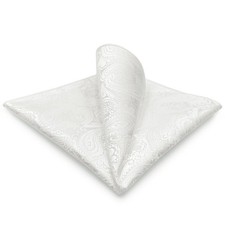SHLAXWING Mens Pocket Square Silk White Solid Color Paisley for Suit Jacket New