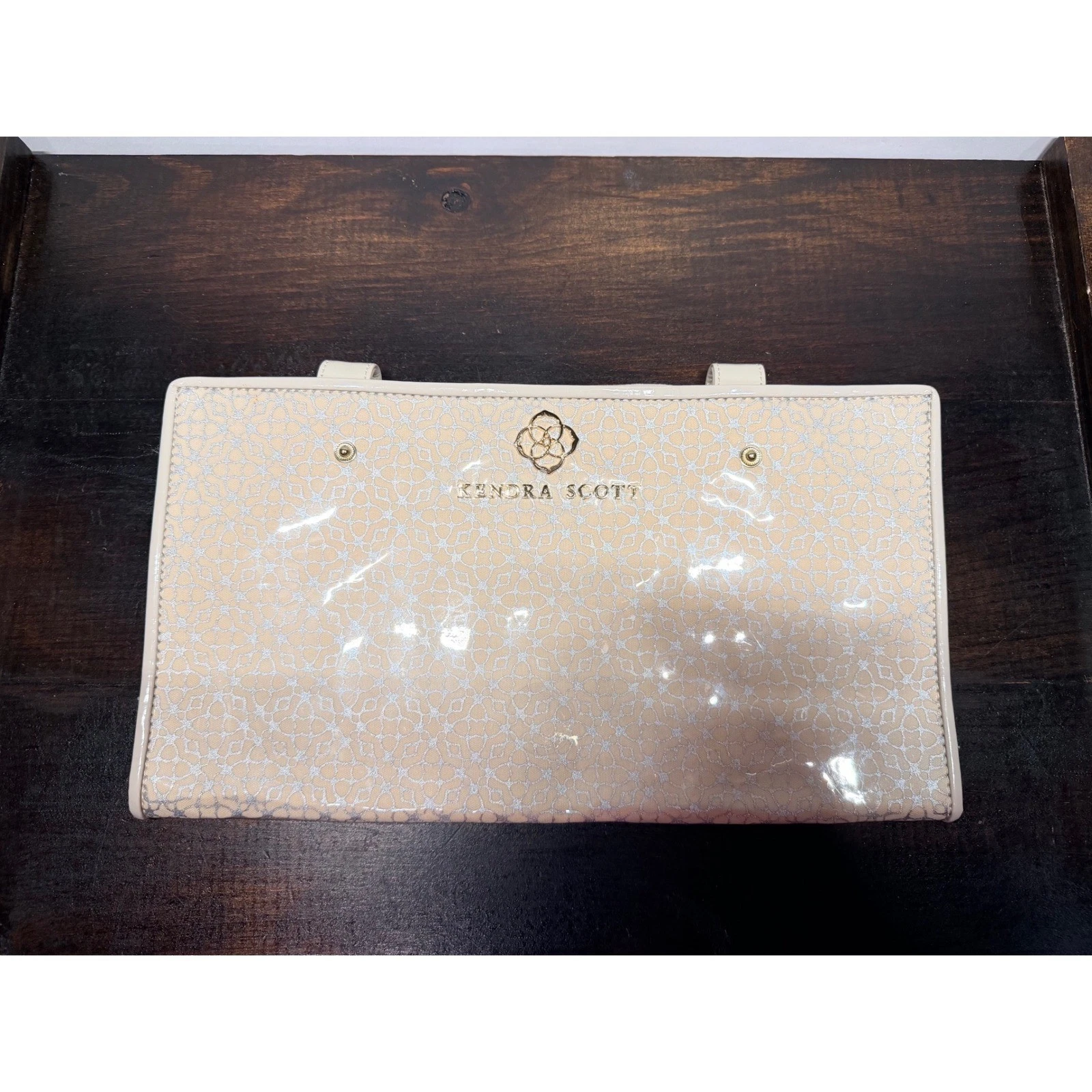 Kendra Scott Makeup Travel Jewelry Organizer Sleeve Pouch Bag Case Beige