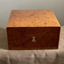 Alfred Dunhill of London Burl Wood Cigar Humidor with Metal Humidifier