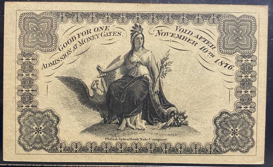 Boleto internacional 1876 Philadelphia PA, 1776 centenario de Estados Unidos, PMG 65 Foto 4 de 4