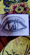 ORIGINAL HANDMADE PENCIL DRAWING ARTWORK/REALISM/EYE/ACEO DECO ART CARD 2.5X3.5