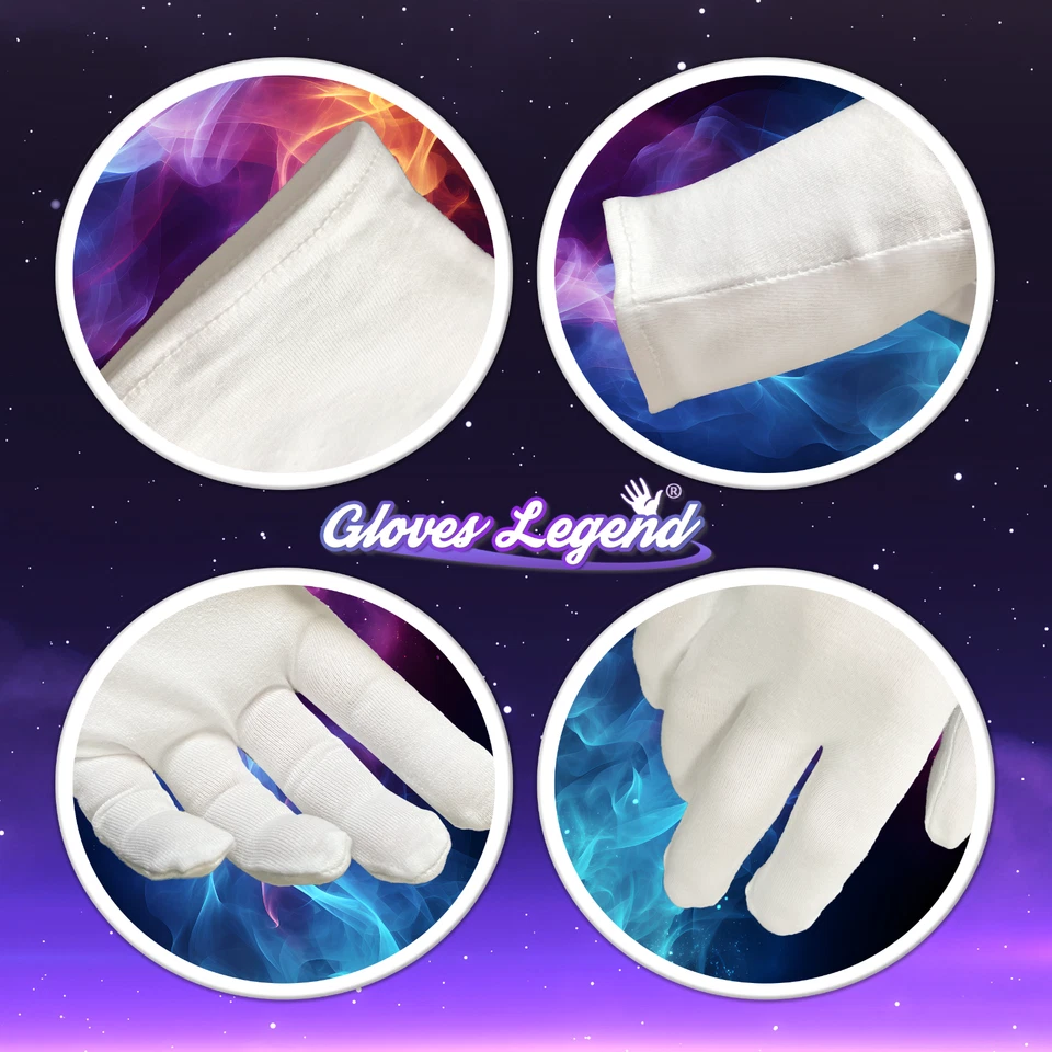 12 pares - talla pequeña - guantes de inspección plateados hidratantes de algodón blanco para mujer Foto 3 de 4
