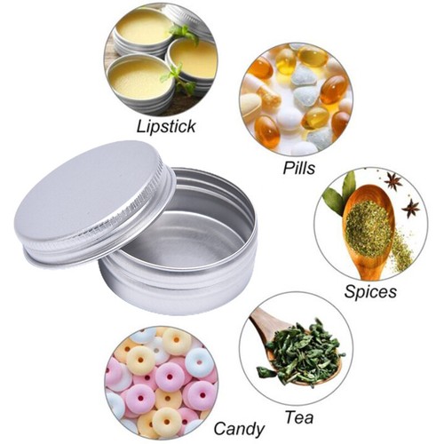 5Pcs Aluminum Mini Round Tin Metal Container Bottles Storage Jar Screw Lids dn