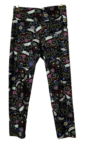 NO BOUNDARIES HIGH RISE BLACK SUGAR SKULLS PRINT CAPRI LEGGING Sz. Jr.  M - Bild 1 von 7