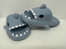 Shark Men's Gray Shark Slides Cloud Slippers Summer Novelty Open Toe Sandal
