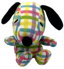 Hallmark Plush 6.5" Snoopy Pastel Plaid Check Flannel Peanuts Worldwide Easter