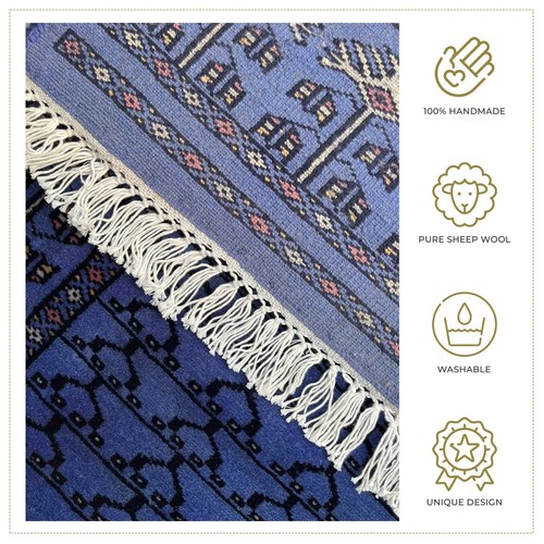 Amma Carpets Hand-Knotted Wool Runner Rug, 2.5x10 ft, Purple Parda Design - Picture 4 of 7