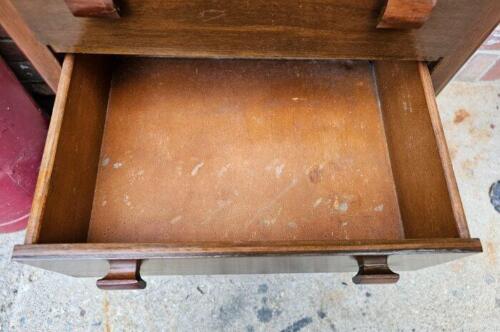 Antique Walnut Sewing Cabinet CASWELL RUNYAN End Table 2 Drawers - Picture 6 of 15