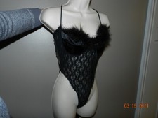 DUET Teddy USA made L Large maribou sheer lace trimmed Vintage