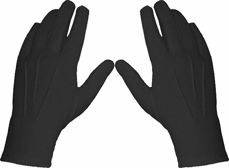 Guantes de Desfile de Algodón Negro Vestido Militar Formal Esmoquin Policía Banda de Marcha Foto 4 de 4