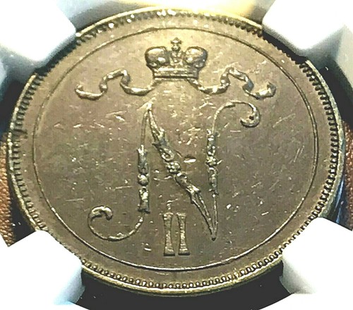 1896 Finland 10 Pennia NGC AU Details (Unc-$250) Scratch-Free Holder CHRC - Picture 2 of 3