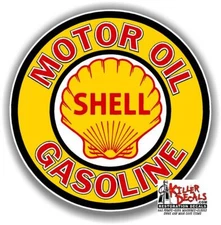 (shelll-25) 6" SHELL GASOLINE MOTOR OIL pump LUBSTER DECAL GAS OIL STICKER