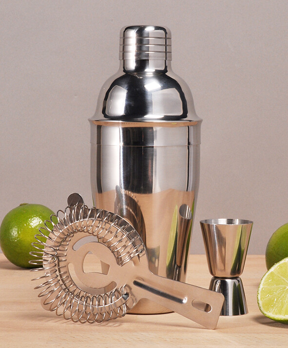 Glas Cocktailshaker Set 400ml - Gold Cocktail Mixer Mit Messbecher & Sieb
