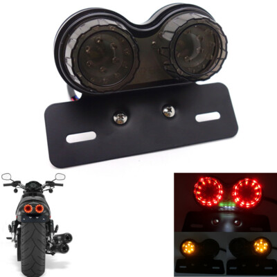 Motorbike Smoke Led Twin Dual Tail Turn Signal Brake License Plate Integrated Li - Foto 10