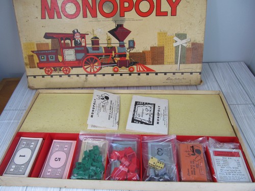 Old Monopoly 1957 Parker Brothers Yellow Box Edition Train Plastic Money Tray - Picture 2 of 13