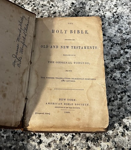 1868 HOLY BIBLE antique POST CIVIL WAR leather AMERICAN BIBLE SOCIETY old - Picture 7 of 14