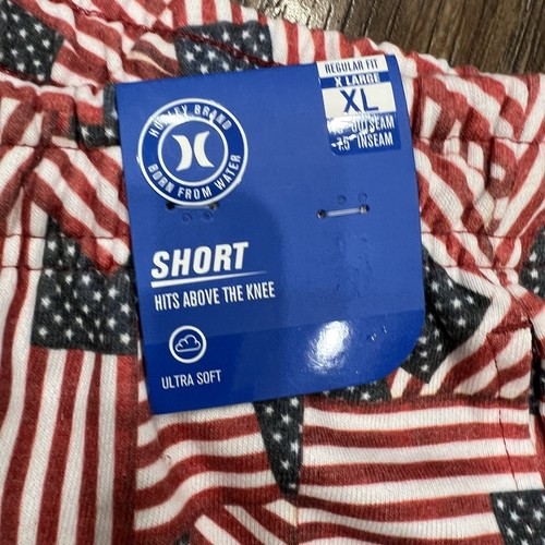 HURLEY Flag Four Corners French Terry Shorts Mens XL American Flag All Over NWT - Picture 13 of 16