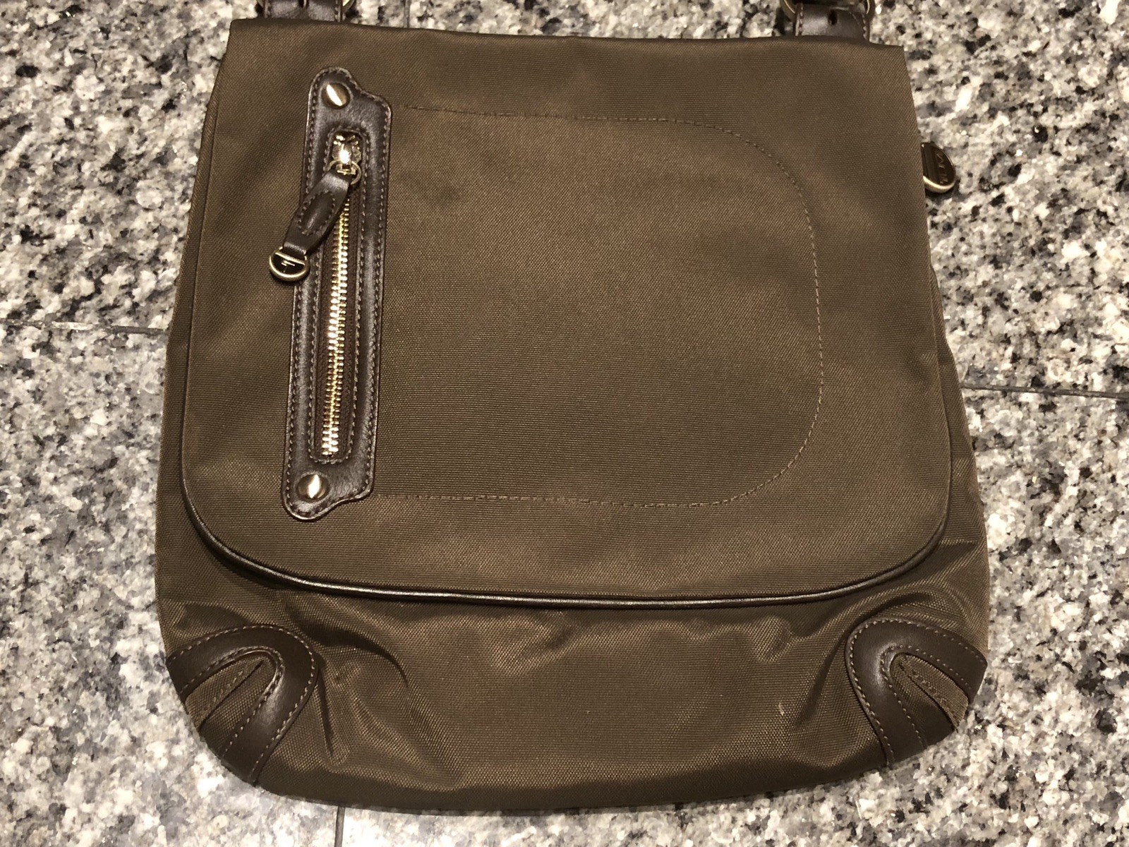 TUMI Brown Nylon Crossbody Bag Gem