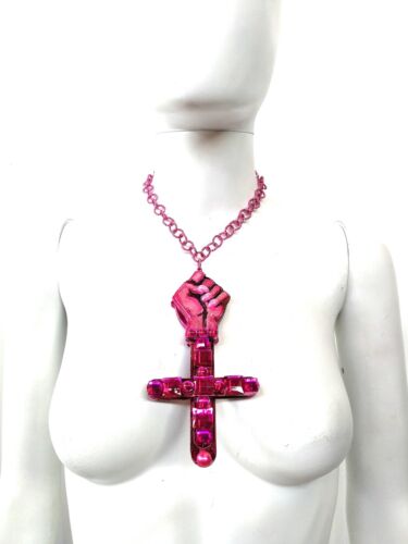 Jewelry Talisman Pendant Necklace Feminist Symbol Human Rights Cross Charm Chain - Picture 2 of 24
