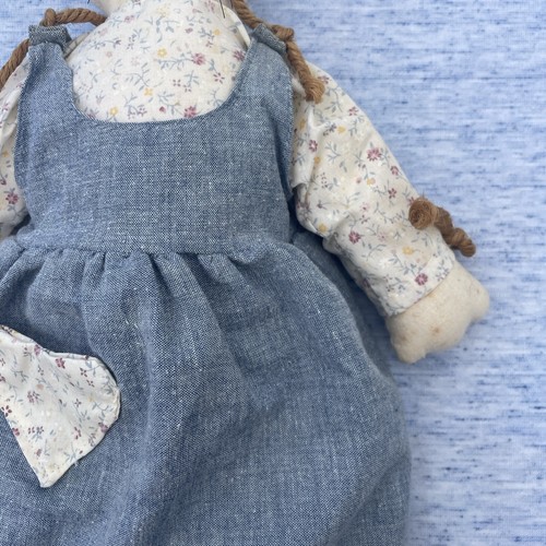 Precious Primitive Tea Stained Denim Dress Calico Cat Kitten Kitty Doll ❤️blt11j - Picture 6 of 11