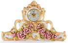 Table Clock Shelf Ornament in Capodimonte Porcelain with Flowers