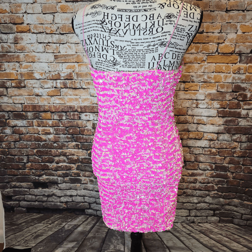 Thirty Thirty LA Pink and White Sequin Party Club Dress Small | eBay