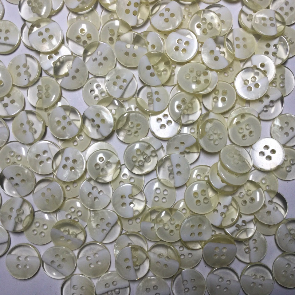 Hermosa Camisa Pequeña Botón Transparente/Blanco Perla 13mm 1/2" 4 Agujeros Foto 2 de 3