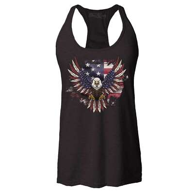 American Bald Eagle USA Flag Racerback Tank Top 4th of July Tee