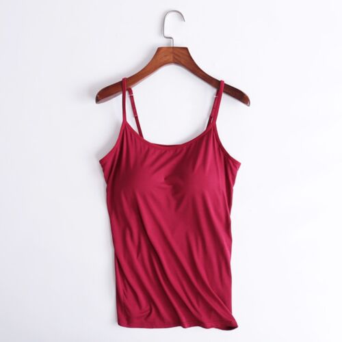 Womens Camisole with Built in Shelf Bra Spaghetti Strap Vest Tank Top Adjustable - Picture 30 of 35