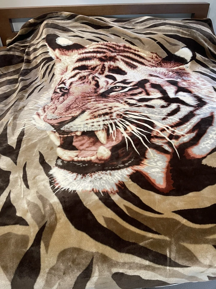 Manta Solaron Tiger Estilo Coreano Grande Gruesa Pesada 83” X 95” Marrón Suave Foto 3 de 4