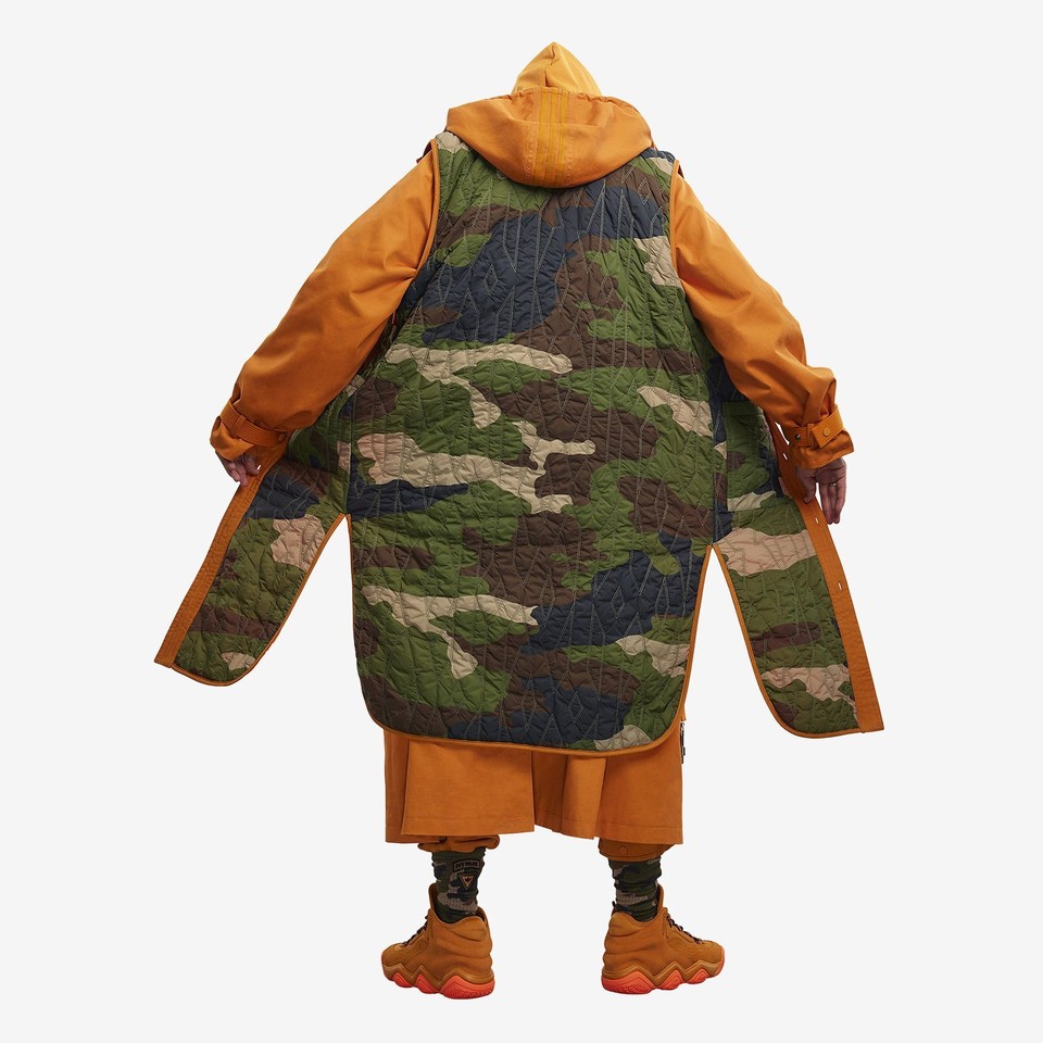 adidas Ivy Park Beyonce Tour Trench Long Hooded Jacket Reversible Camo ...