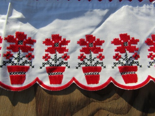 Vintage Hostess Schürze rot Beflockung schwarz Druck Hostess Retro Küche AP182 - Bild 6 von 8