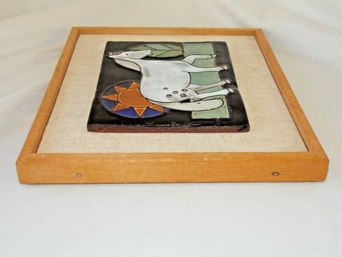 Azulejo de caballo blanco marco de madera colgante de pared decoración del hogar Western Americana 9" x 8" - Imagen 6 de 11