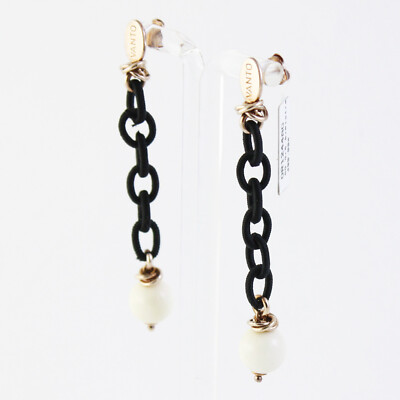 Vanto Jewelry Earrings in 925 Silver Rose, White Agate and Fabric