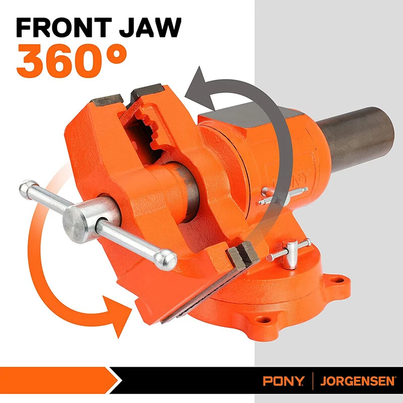 Pony 5 Inch Bench Vise 5512 LBS Clamping Force Heavy Duty 360 Degree Swivel Base - Image 4 of 4