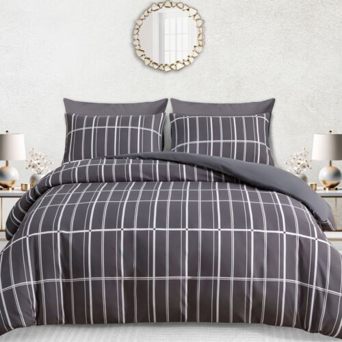 Duvet Cover Set Reversible Bedding Set Duvet Quilt Cover Set Single Double King - Picture 110 of 136