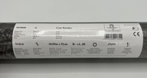 COLE & SON COW PARSLEY Charcoal & Metallic 95/9050 Batch A NEW SEALED 10mx52cm - Picture 3 of 6