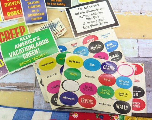 Vintage 1970s Stickers Avoid Draft Wear Pink Don't Spindle Fold Mutilate IBM etc - Picture 4 of 5