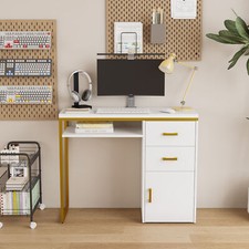 38" Office Desk Manicure Nail Table Spa Salon Cabinet Station with 2 Drewers