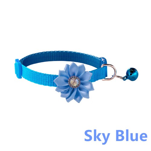 Verstellbares Katzenhalsband mit Glocke für Kätzchen kleine Hunde Welpen Haustier Blumenhalsband - Bild 12 von 23
