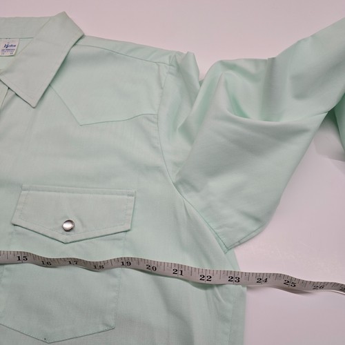 VTG Malco Modes Long Sleeve Pearl Snap Shirt (17-35) Western Cowboy Mint Green - Picture 10 of 11