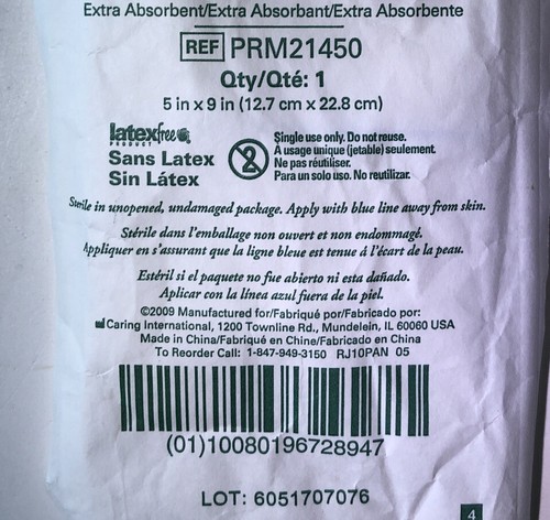 Caring (2) ABD Pad Tampon Abdominal 5”x9” REF PRM21450 Quantity 2 - Picture 5 of 6