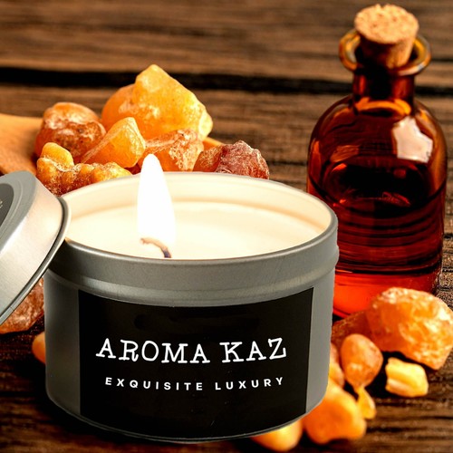Frankincense & Myrrh Scented Tin Candles Hand Poured Vegan Friendly Eco Soy Wax