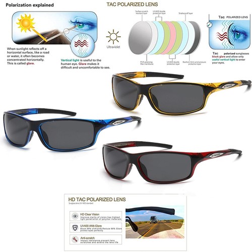 NEU polarisierte Herren Sport Sonnenbrille Fahrer Pilot Angeln Brille Halstuch Brille USA - Bild 26 von 65