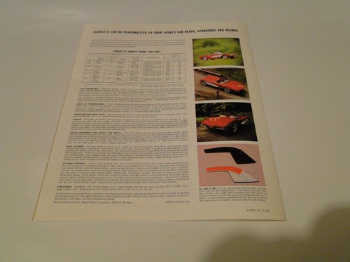 1961 Chevy Corvette Dealer Showroom Sales Brochure Brand New Mint 61 GM NOS - Bild 4 von 4