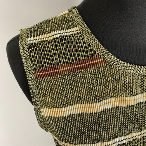 Vintage 90s Y2K Plisse Accordion Crinkle Tank Womens M Striped Animal Print OT - Bild 3 von 13